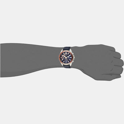 Edifice Men Quartz Two Tone Dial Chronograph Leather Watch EX496