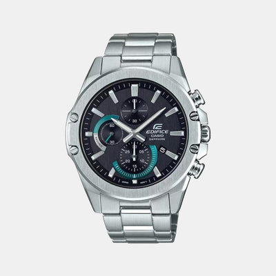 Edifice Men Quartz Black Dial Chronograph Stainless Steel Watch EX506