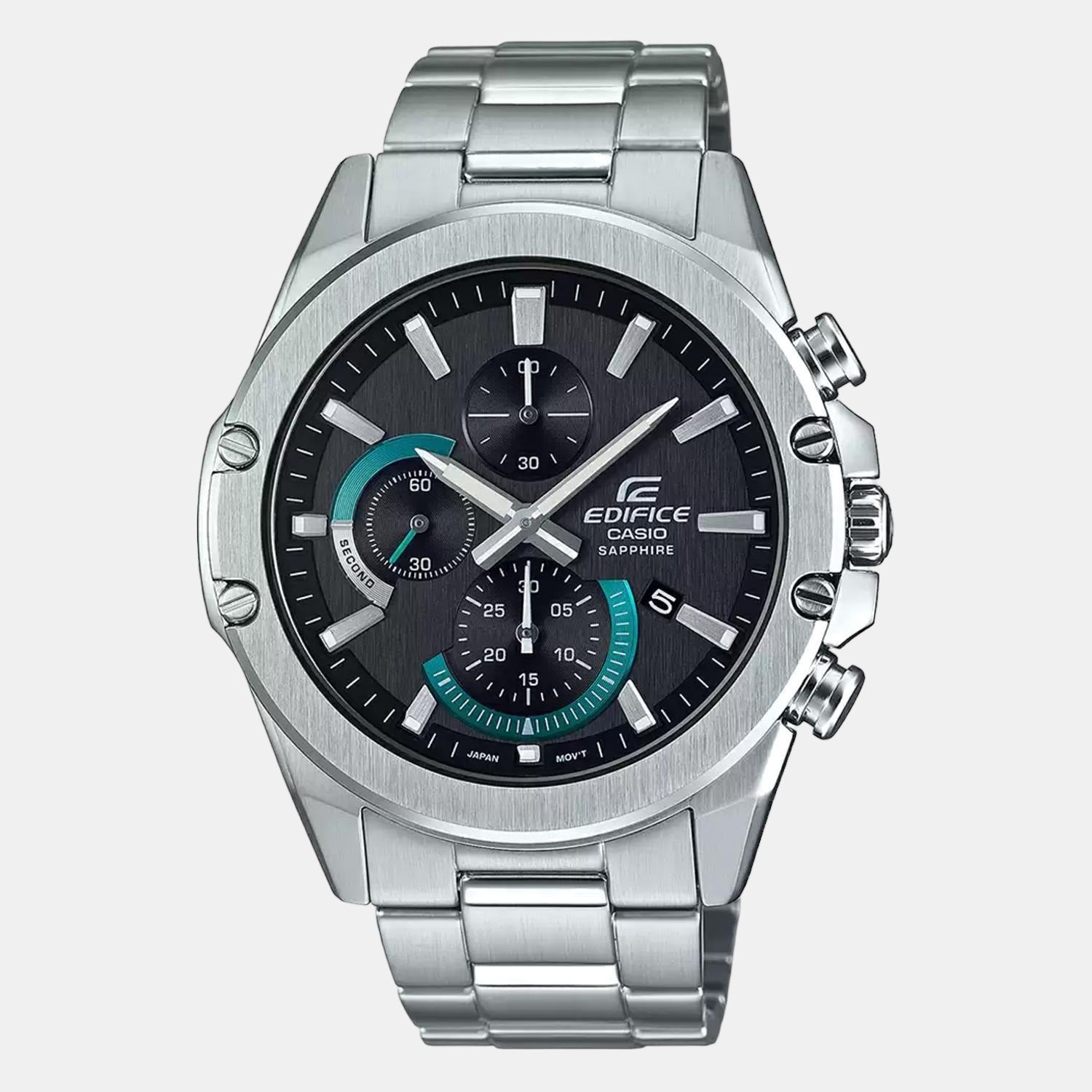 Edifice Men Quartz Black Dial Chronograph Stainless Steel Watch EX506