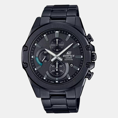 Edifice Men Quartz Black Dial Chronograph Stainless Steel Watch EX508