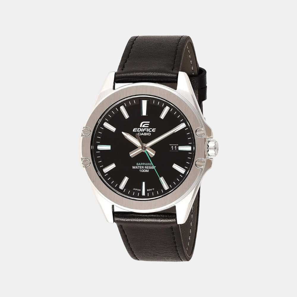 Edifice Men Quartz Black Dial Analog Leather Watch EX510