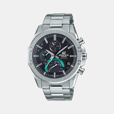 Edifice Men Quartz Black Dial Chronograph Stainless Steel Watch EX511