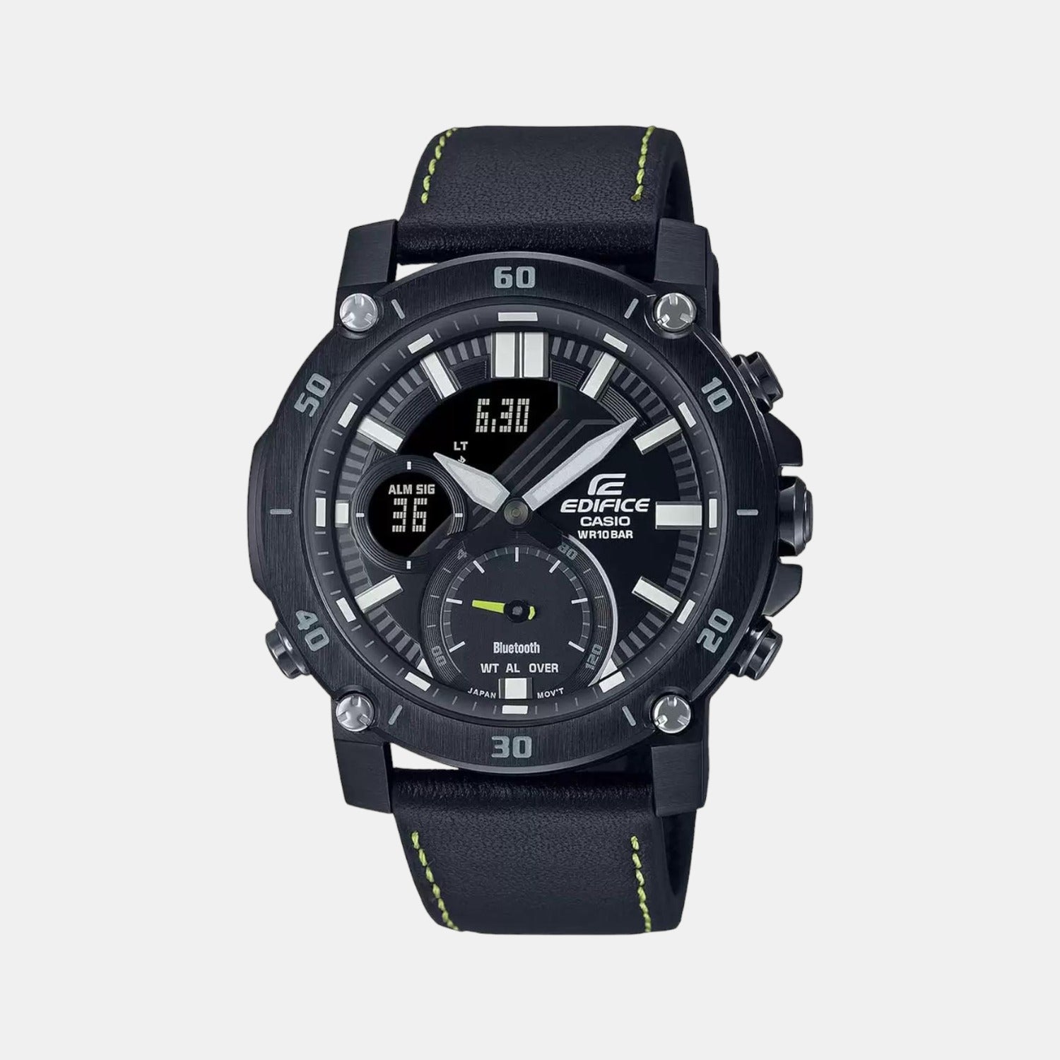 Edifice Men Quartz Black Dial Analog-Digital Leather Watch EX523