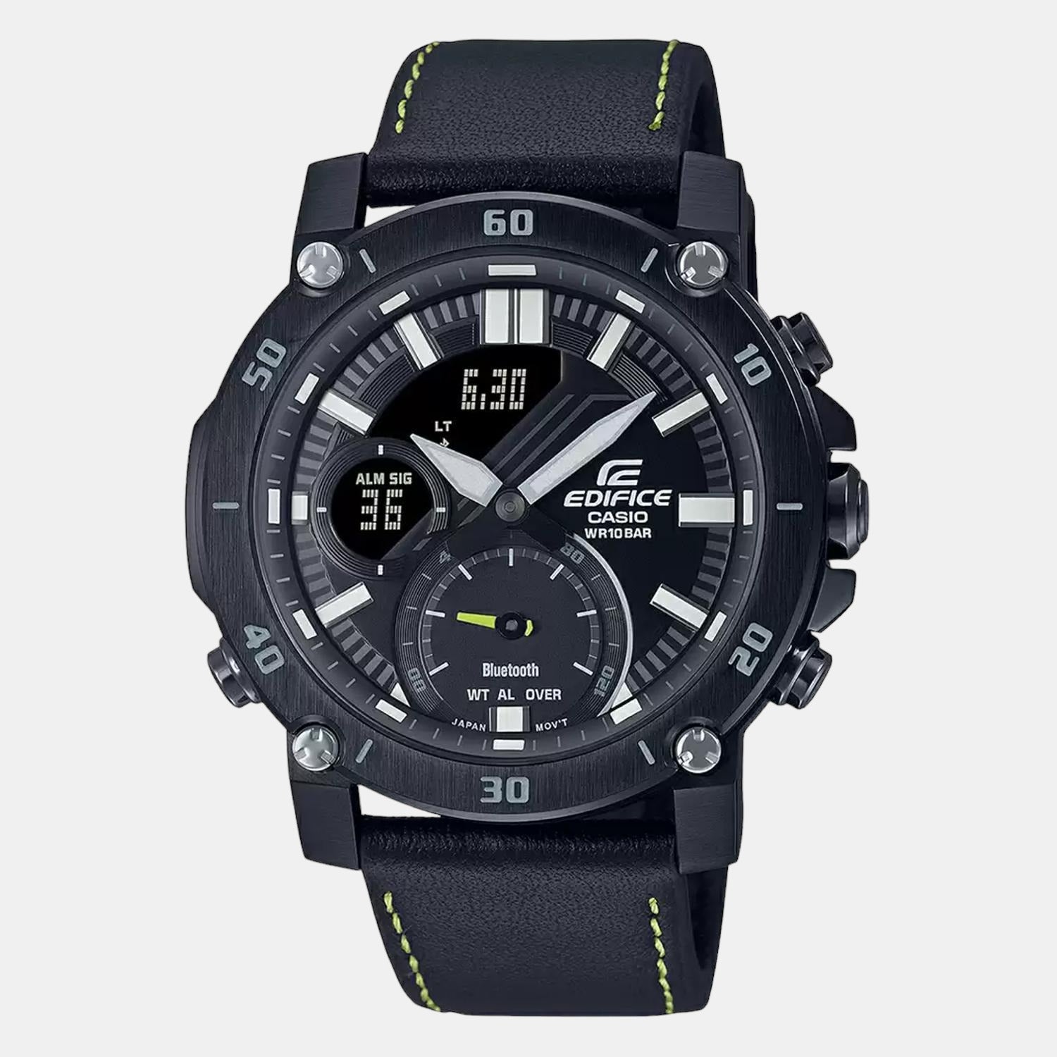Edifice Men Quartz Black Dial Analog-Digital Leather Watch EX523
