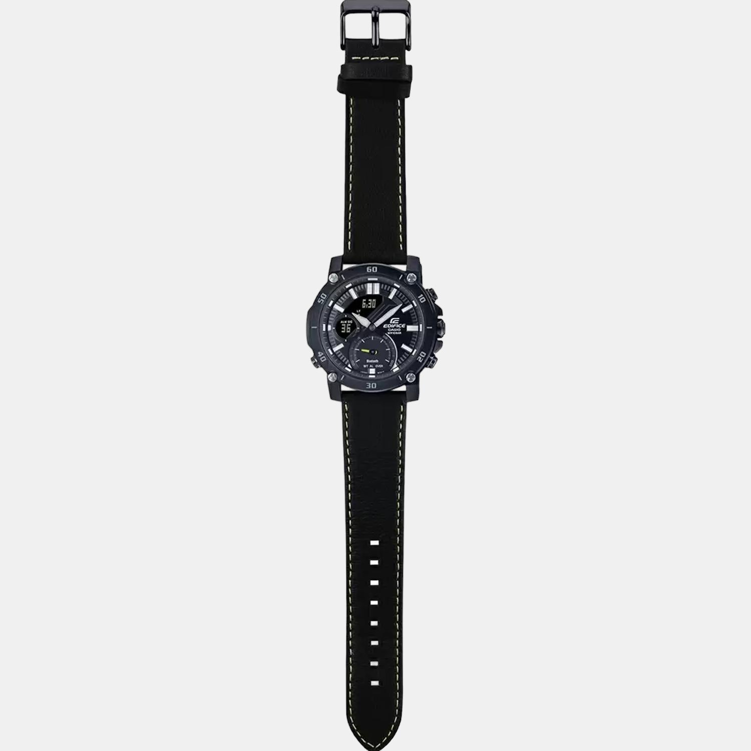 Edifice Men Quartz Black Dial Analog-Digital Leather Watch EX523