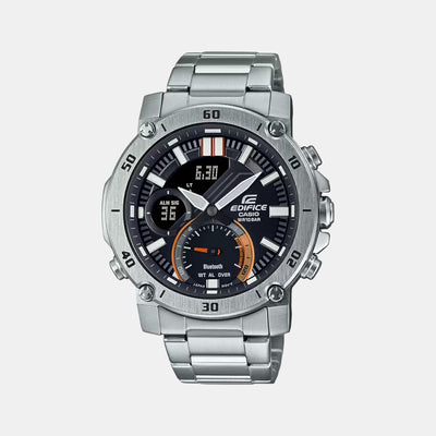 Edifice Men Quartz Black Dial Analog-Digital Stainless Steel Watch EX524