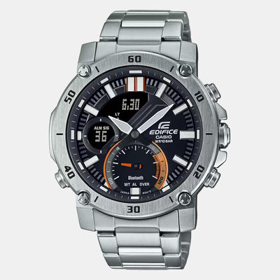 Edifice Men Quartz Black Dial Analog-Digital Stainless Steel Watch EX524