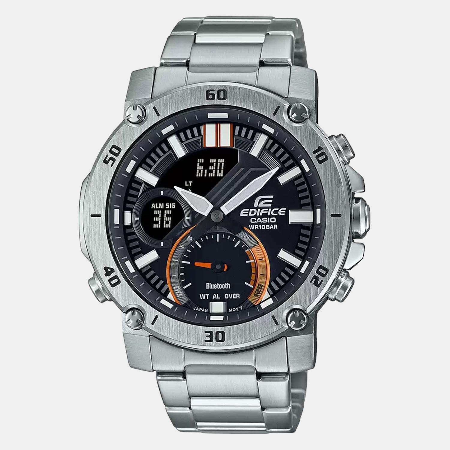 Edifice Men Quartz Black Dial Analog-Digital Stainless Steel Watch EX524