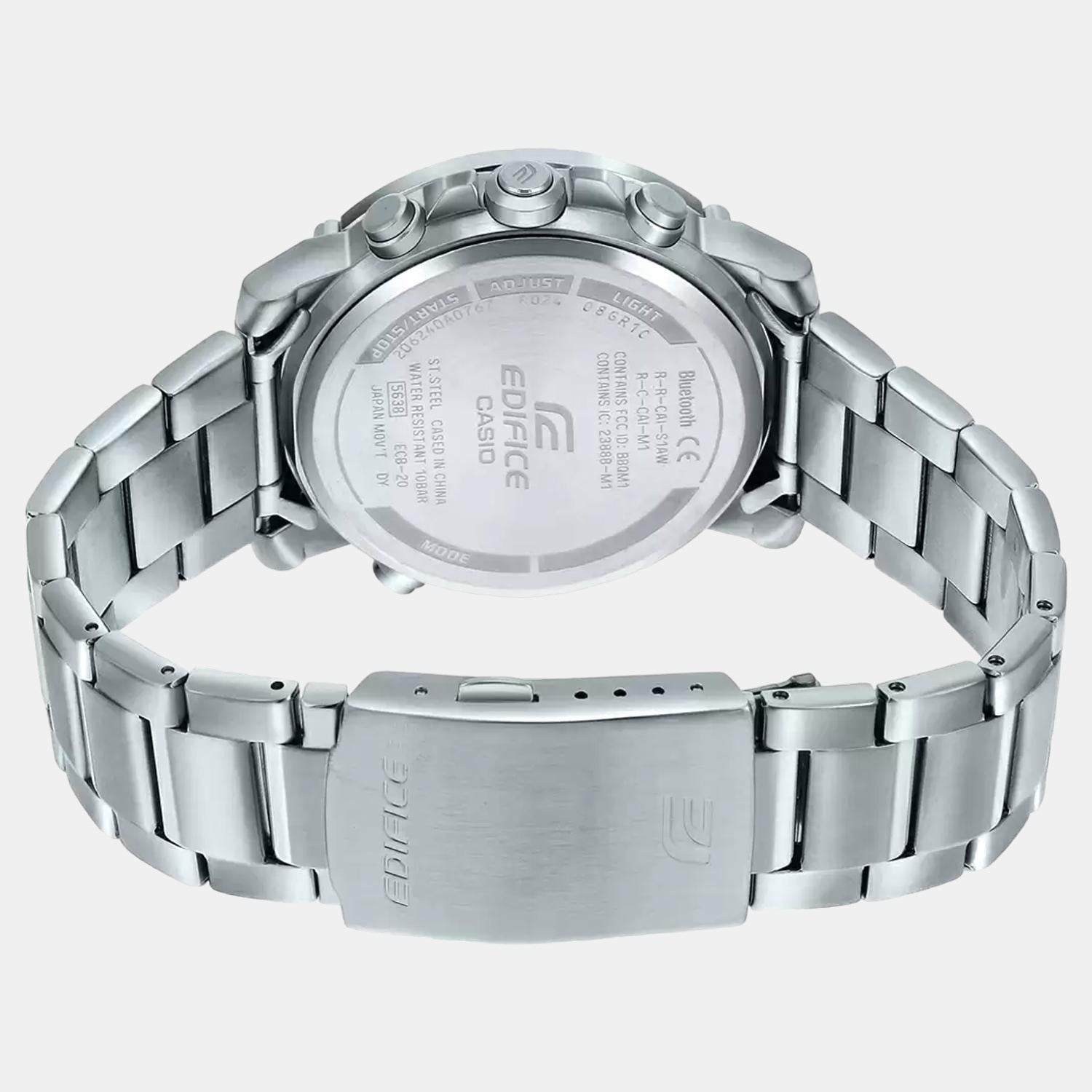 Edifice Men Quartz Black Dial Analog-Digital Stainless Steel Watch EX524
