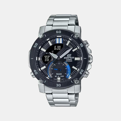 Edifice Men Quartz Black Dial Analog-Digital Stainless Steel Watch EX525