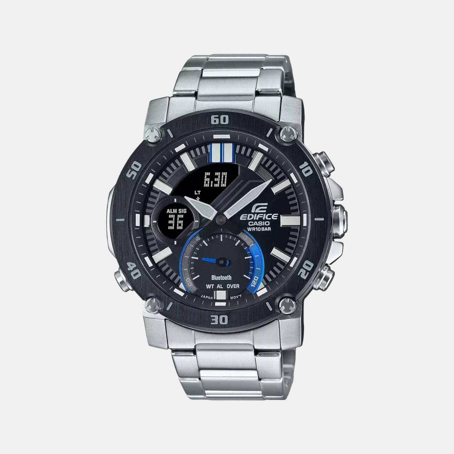 Edifice Men Quartz Black Dial Analog-Digital Stainless Steel Watch EX525