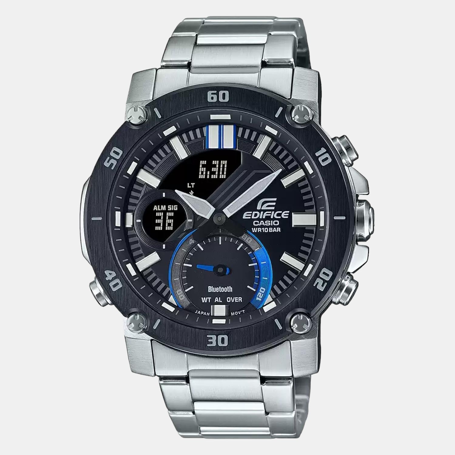 Edifice Men Quartz Black Dial Analog-Digital Stainless Steel Watch EX525