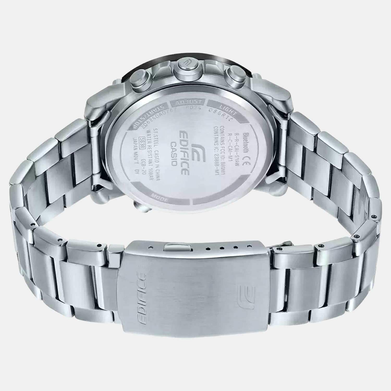 Edifice Men Quartz Black Dial Analog-Digital Stainless Steel Watch EX525