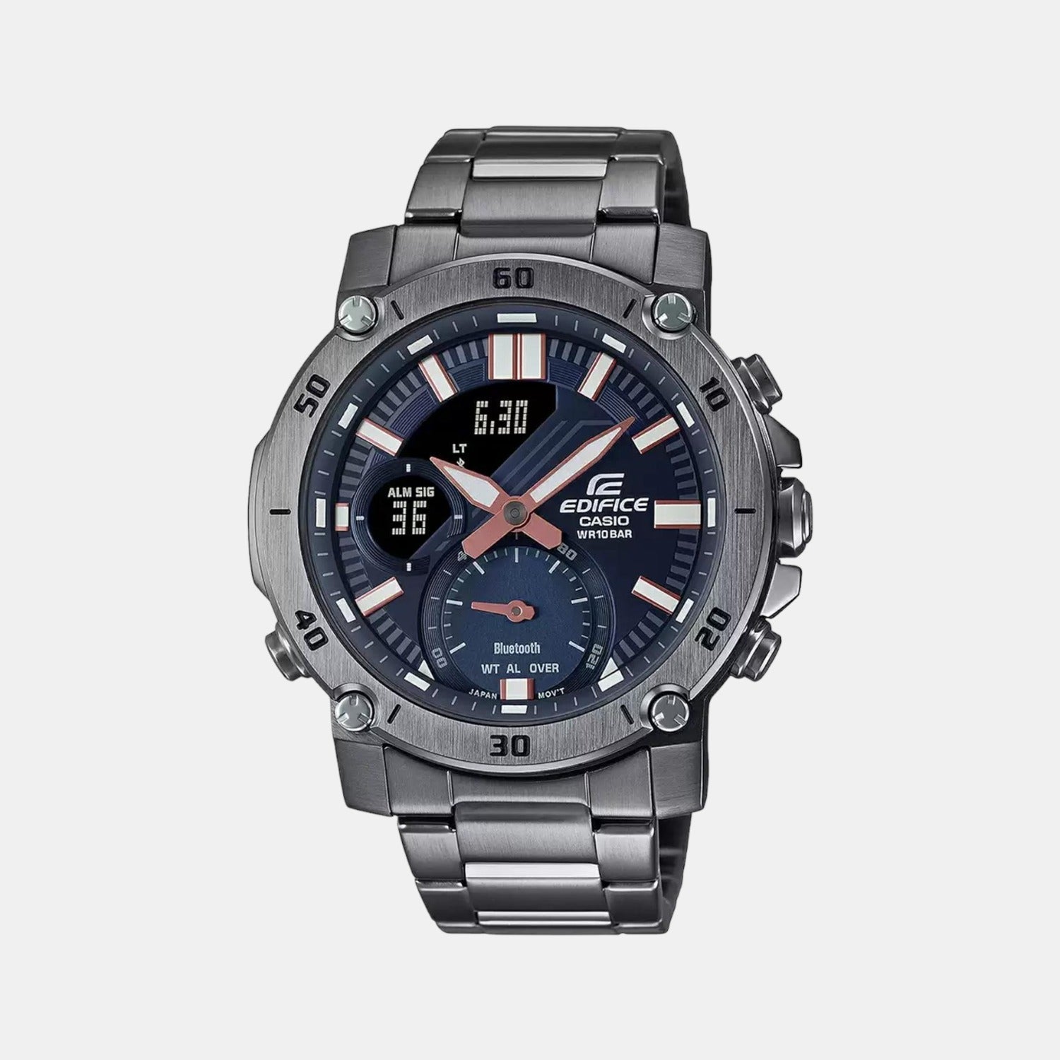 Edifice Men Quartz Black Dial Analog-Digital Stainless Steel Watch EX526