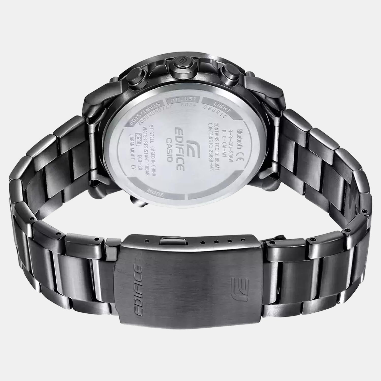 Edifice Men Quartz Black Dial Analog-Digital Stainless Steel Watch EX526