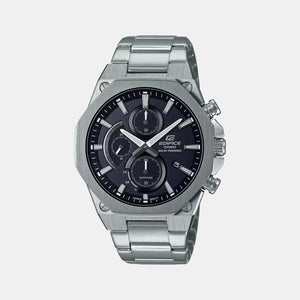 Edifice Men Quartz Black Dial Chronograph Stainless Steel Watch EX527