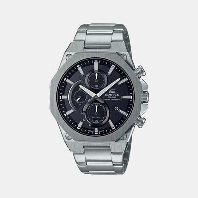 Edifice Men Quartz Black Dial Chronograph Stainless Steel Watch EX527