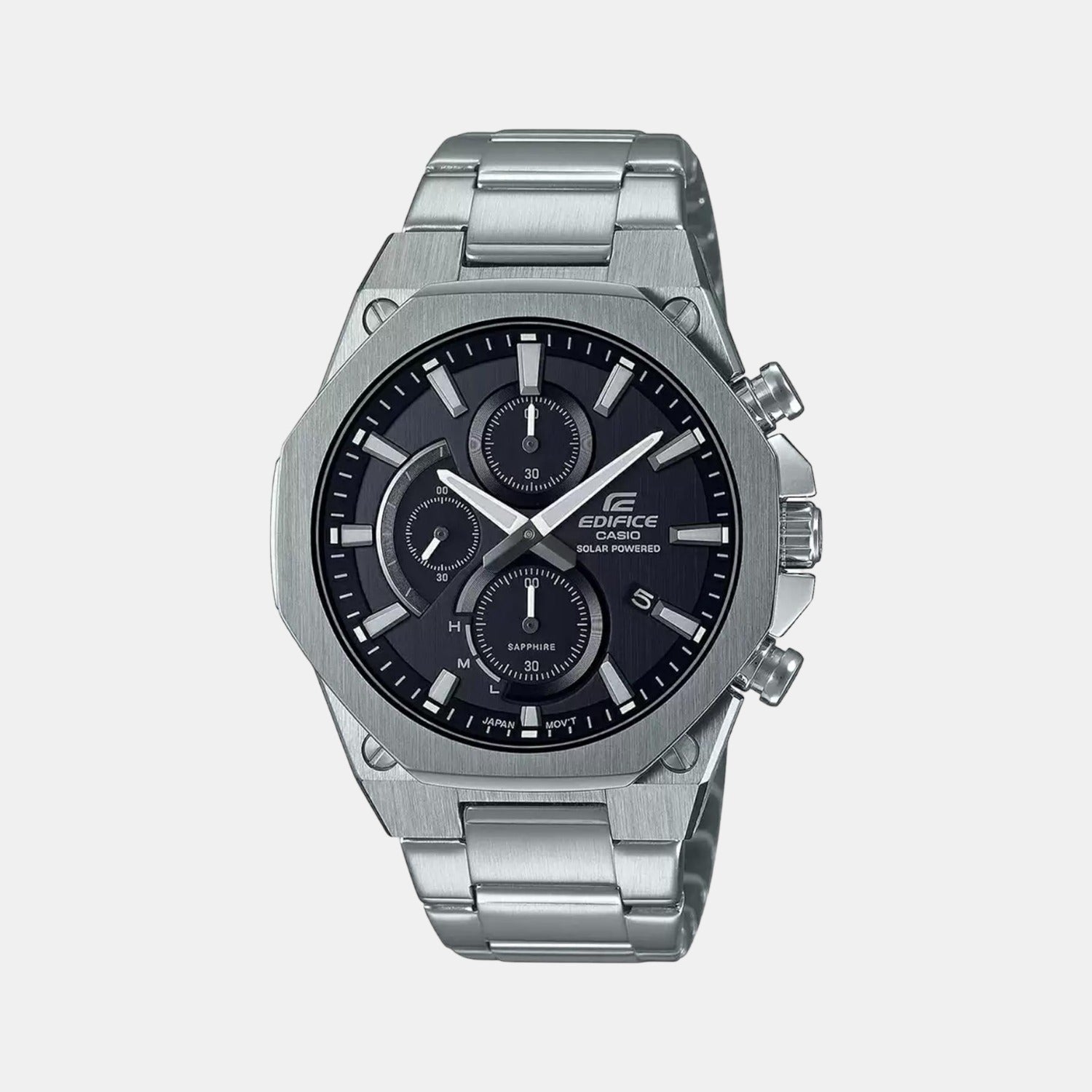 Edifice Men Quartz Black Dial Chronograph Stainless Steel Watch EX527