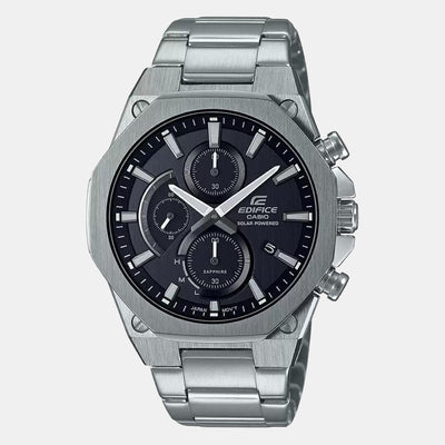 Edifice Men Quartz Black Dial Chronograph Stainless Steel Watch EX527