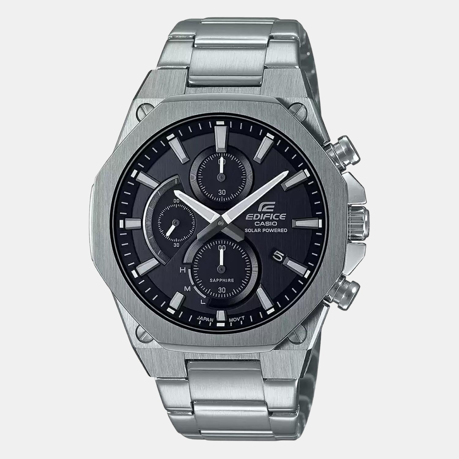 Edifice Men Quartz Black Dial Chronograph Stainless Steel Watch EX527