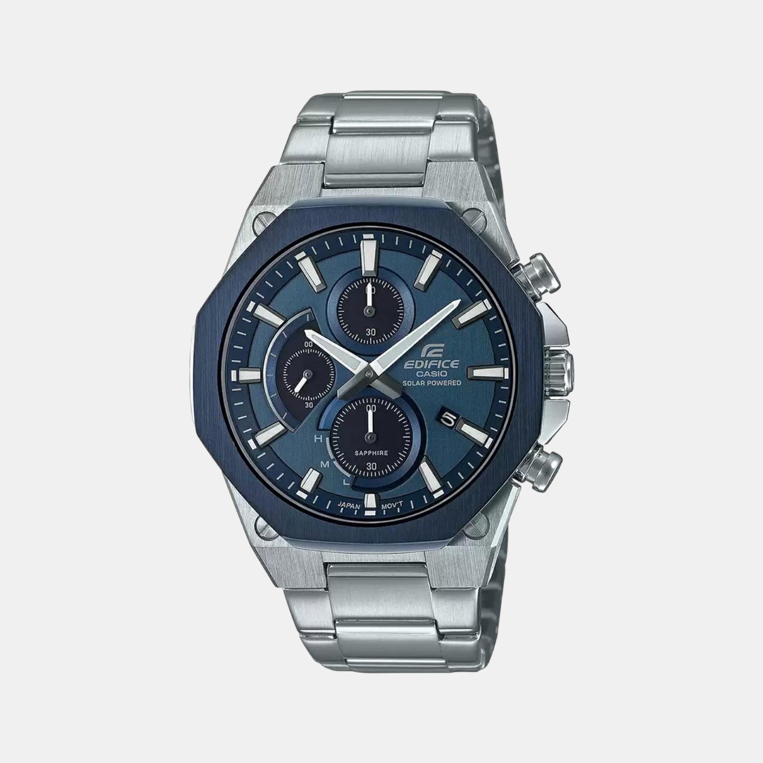 Edifice Men Quartz Blue Dial Chronograph Stainless Steel Watch EX528