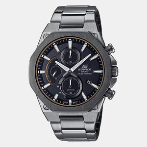 Edifice Men Quartz Black Dial Chronograph Stainless Steel Watch EX529