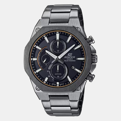 Edifice Men Quartz Black Dial Chronograph Stainless Steel Watch EX529