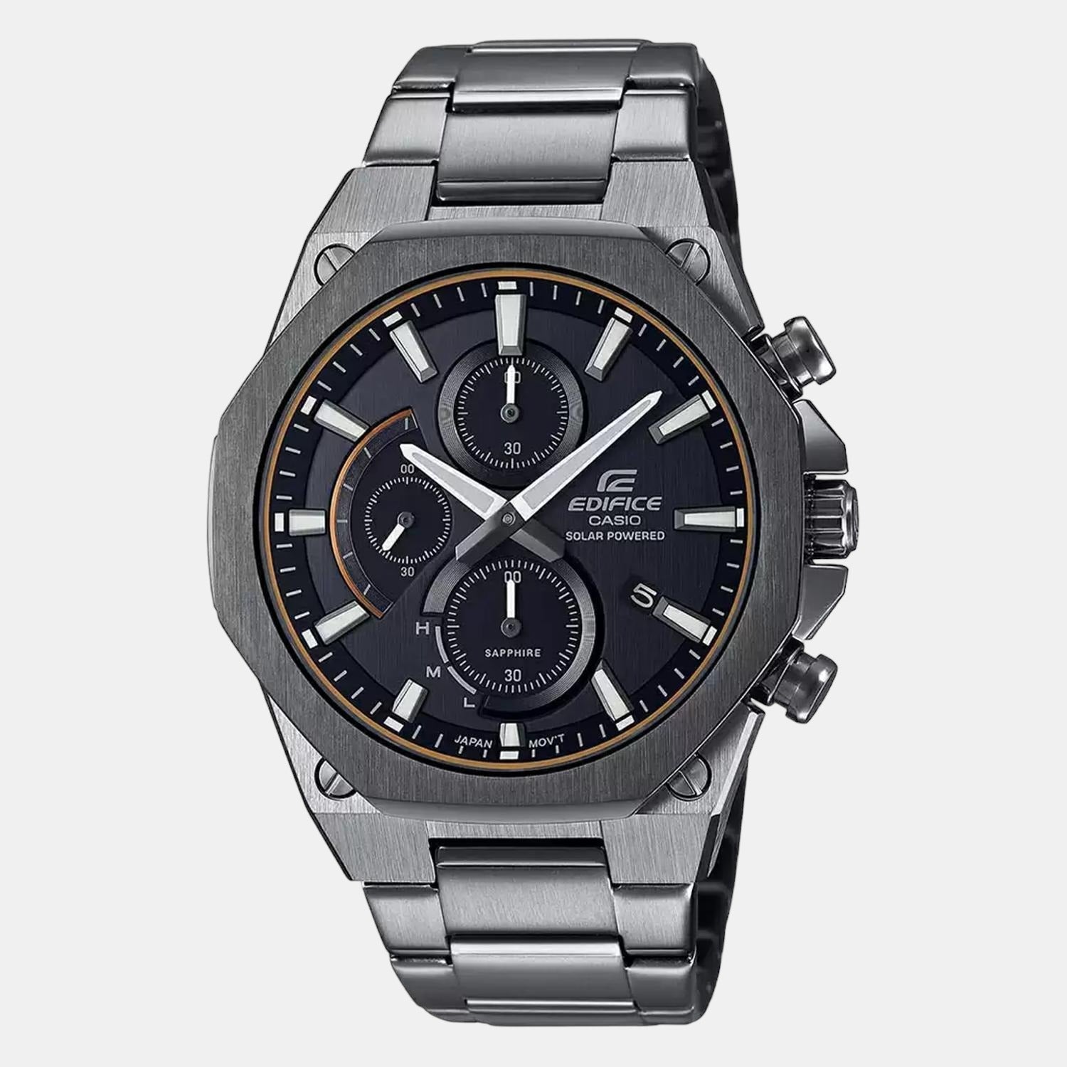 Edifice Men Quartz Black Dial Chronograph Stainless Steel Watch EX529