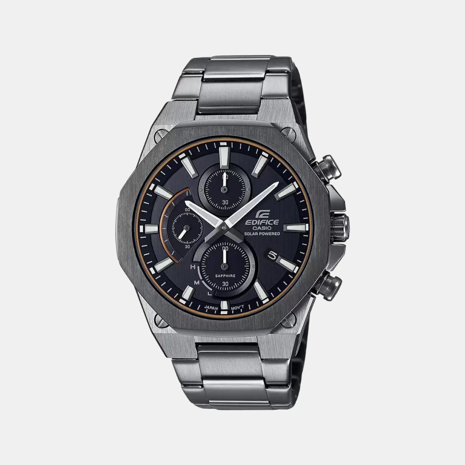 Edifice Men Quartz Black Dial Chronograph Stainless Steel Watch EX529