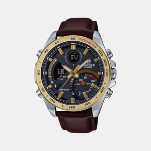 Edifice Men Quartz Black Dial Analog-Digital Leather Watch EX530