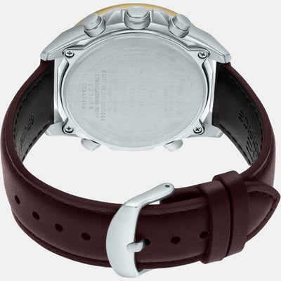 Edifice Men Quartz Black Dial Analog-Digital Leather Watch EX530