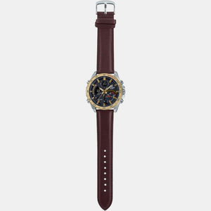 Edifice Men Quartz Black Dial Analog-Digital Leather Watch EX530