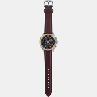 Edifice Men Quartz Black Dial Analog-Digital Leather Watch EX530