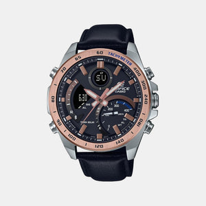 Edifice Men Quartz Black Dial Analog-Digital Leather Watch EX531