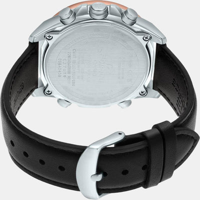 Edifice Men Quartz Black Dial Analog-Digital Leather Watch EX531