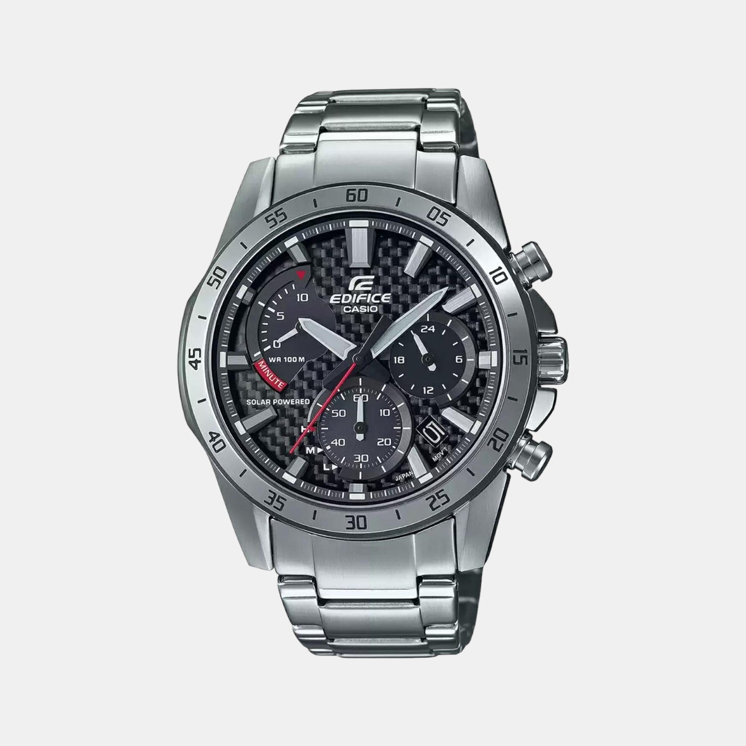 Edifice Men Quartz Black Dial Chronograph Stainless Steel Watch EX532