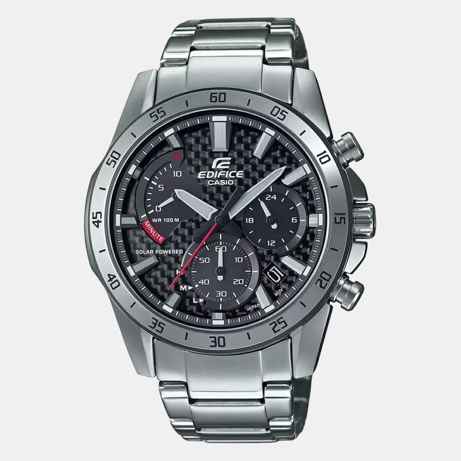 Edifice Men Quartz Black Dial Chronograph Stainless Steel Watch EX532