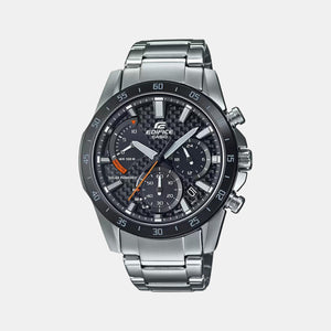 Edifice Men Quartz Black Dial Chronograph Stainless Steel Watch EX533