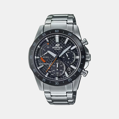 Edifice Men Quartz Black Dial Chronograph Stainless Steel Watch EX533