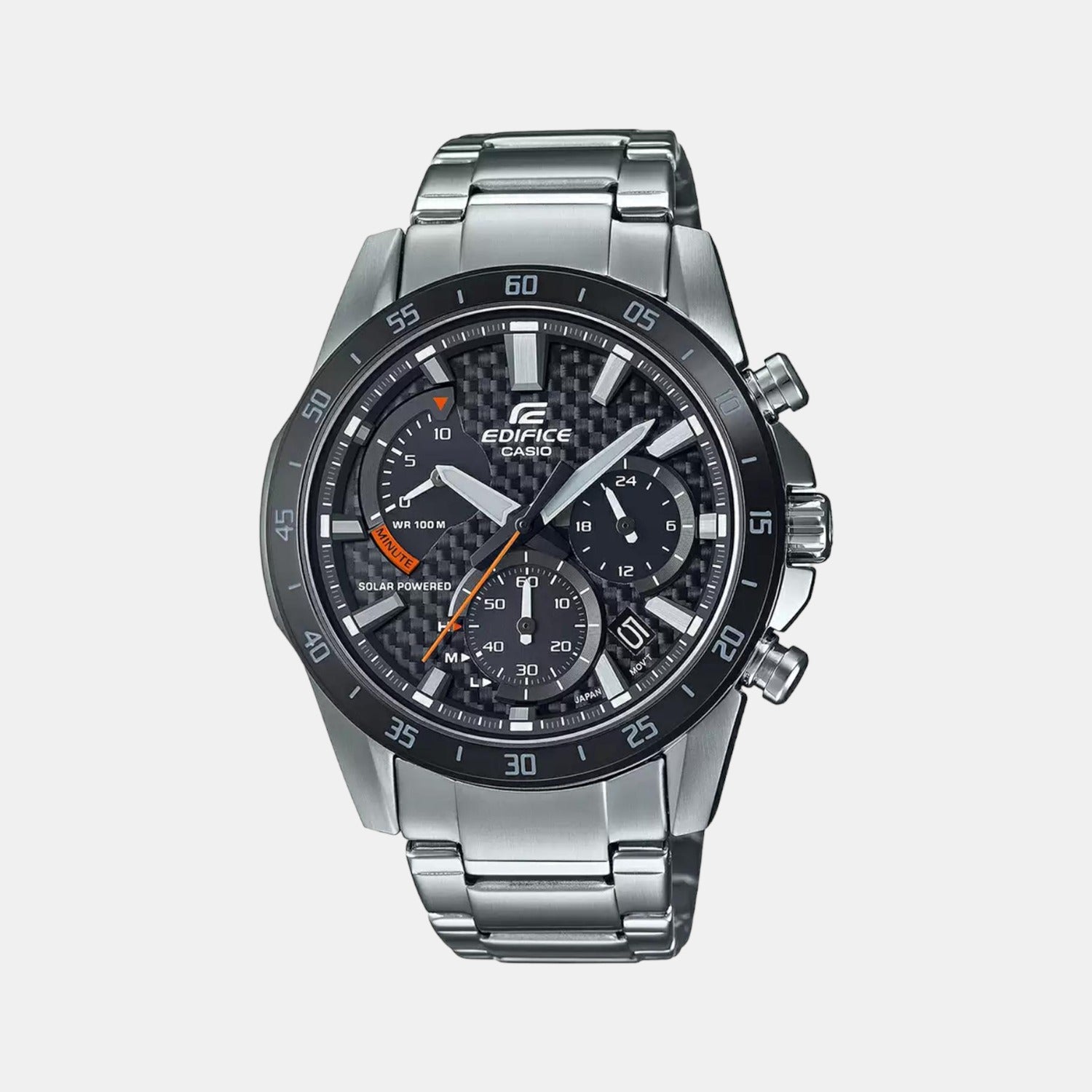 Edifice Men Quartz Black Dial Chronograph Stainless Steel Watch EX533