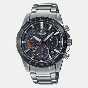 Edifice Men Quartz Black Dial Chronograph Stainless Steel Watch EX533
