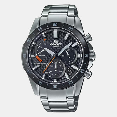 Edifice Men Quartz Black Dial Chronograph Stainless Steel Watch EX533