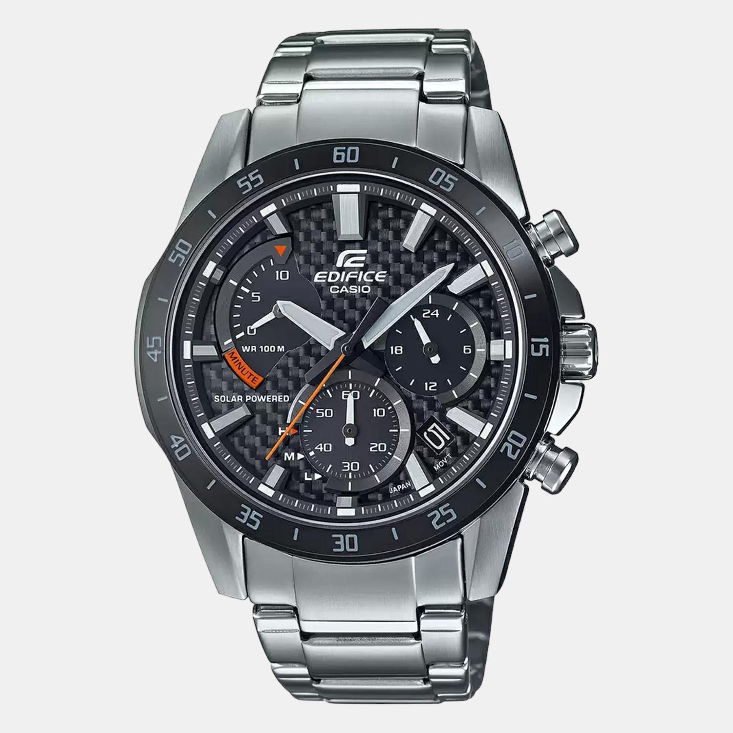 Edifice Men Quartz Black Dial Chronograph Stainless Steel Watch EX533