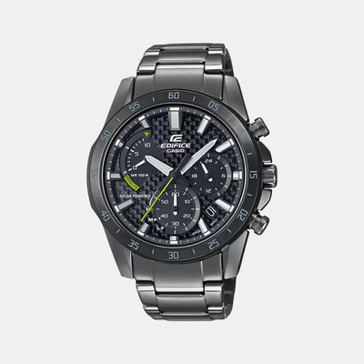 Edifice Men Quartz Black Dial Chronograph Stainless Steel Watch EX534