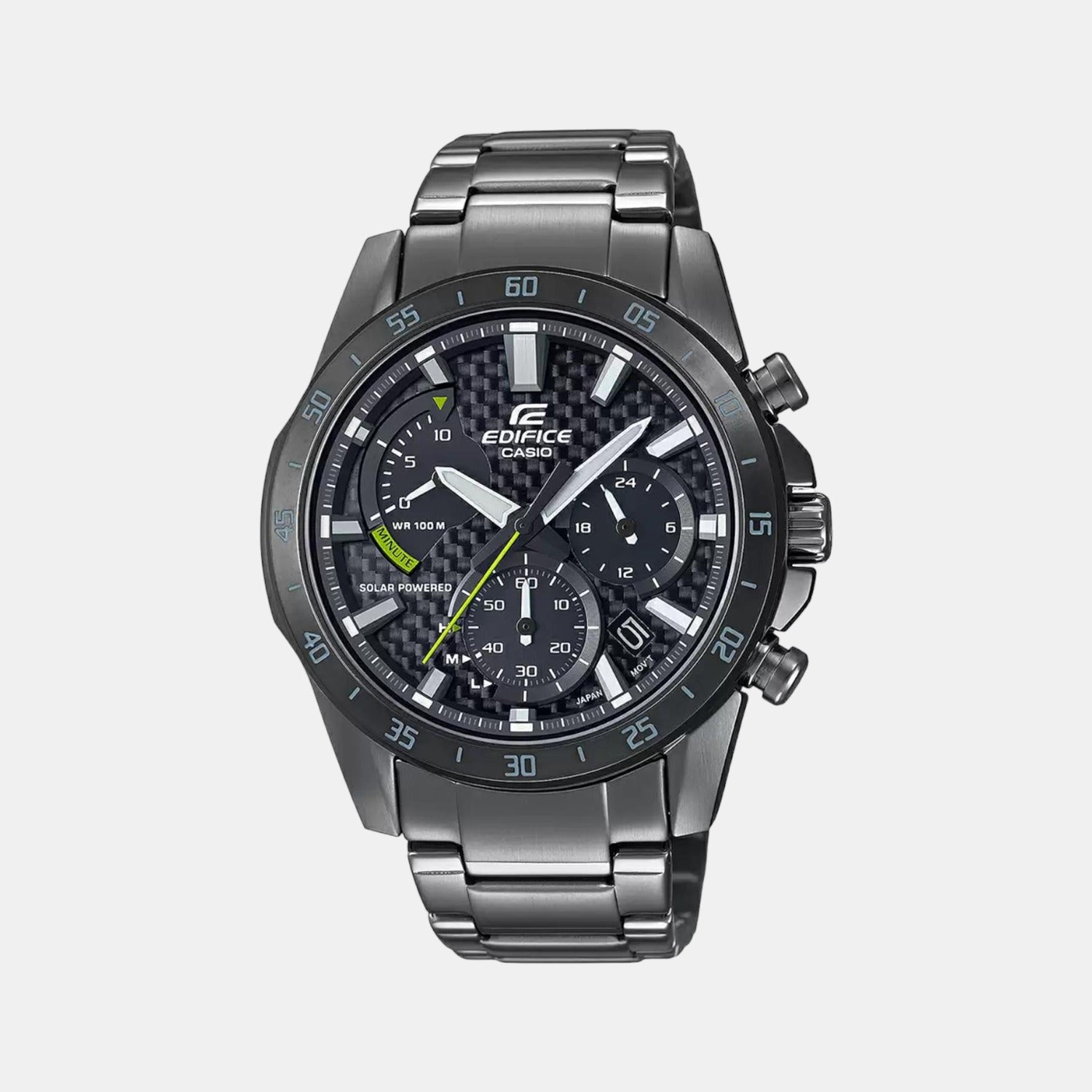 Edifice Men Quartz Black Dial Chronograph Stainless Steel Watch EX534