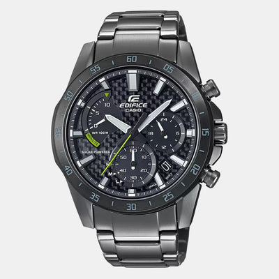 Edifice Men Quartz Black Dial Chronograph Stainless Steel Watch EX534