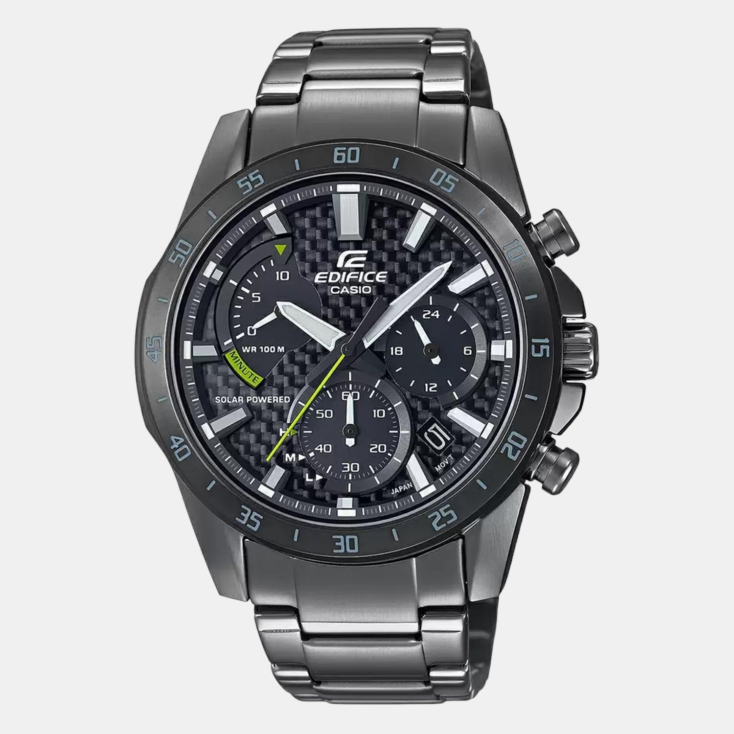 Edifice Men Quartz Black Dial Chronograph Stainless Steel Watch EX534