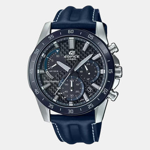 Edifice Men Quartz Black Dial Chronograph Leather Watch EX535