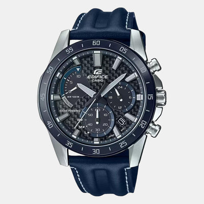 Edifice Men Quartz Black Dial Chronograph Leather Watch EX535