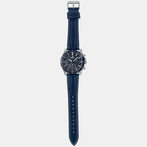 Edifice Men Quartz Black Dial Chronograph Leather Watch EX535